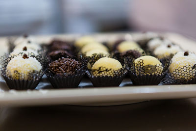Close-up of cupcakes on plate