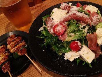 Directly above shot of serving food in plate