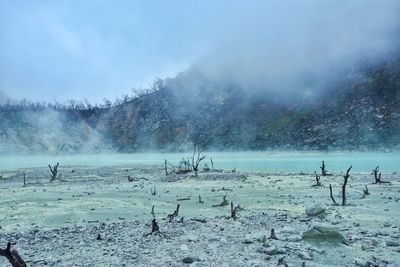 A view of a white crater in indonesia