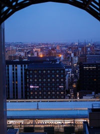 Illuminated buildings in city at night