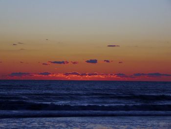 Scenic view of sea against sky at sunset