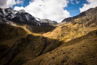 Low angle view of mountains against sky