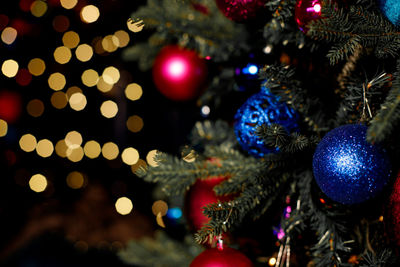 Close-up of illuminated christmas tree