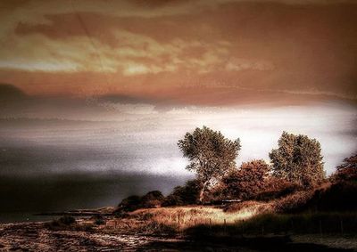 Scenic view of landscape against cloudy sky