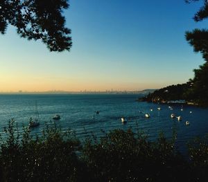 Scenic view of sea against clear sky