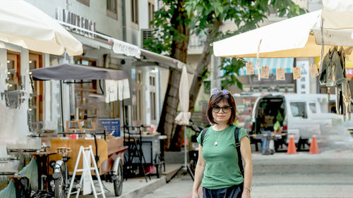 Woman walking in the alley