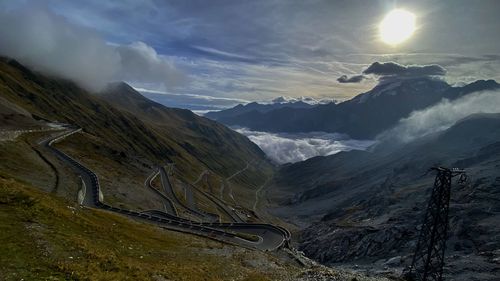 Scenic view of mountains against sky, stelvio pass