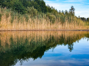 Scenic view of lake against sky