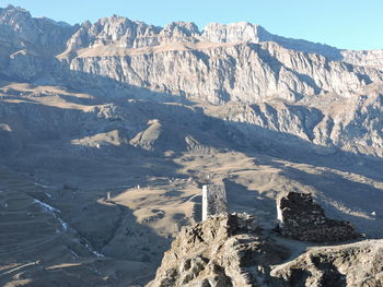 Aerial view of snowcapped mountains