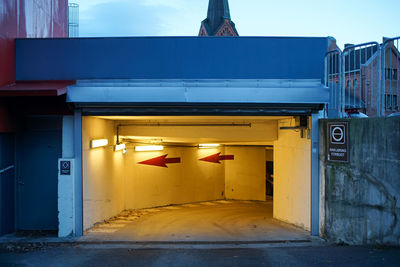 View of entrance to underground garage 