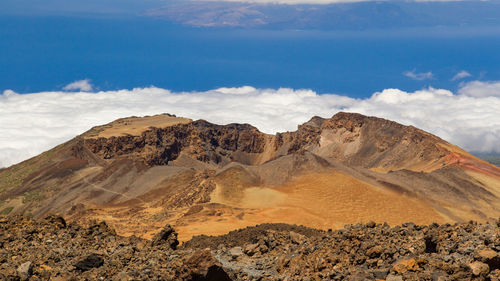 Scenic view of volcanic mountain at teide national park