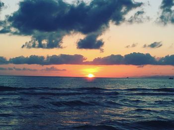 Scenic view of sea during sunset