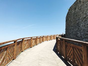 View of wooden wall against clear sky