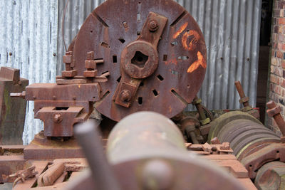 Close-up of rusty machine part