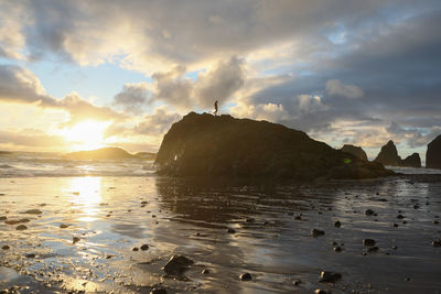 Panoramic view of sea against sky during sunset