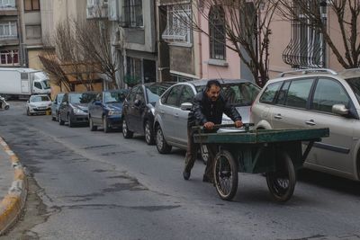 Cars parked on road