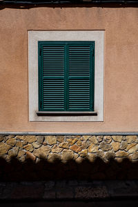 Low angle view of window on building