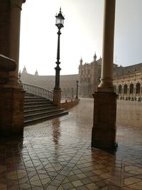 Buildings seen through wet glass during rainy season