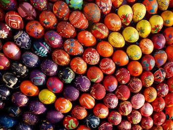 Kyiv, 2011, easter eggs decorated by hand in red tones