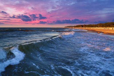 Scenic view of sea against sky during sunset