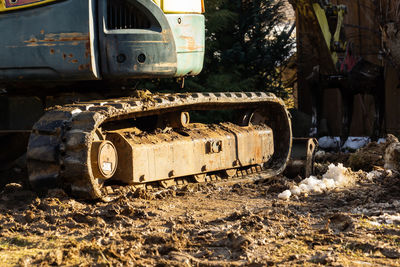 Abandoned truck on field