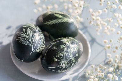 Close-up of christmas decorations on table