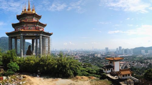 Chinese temple - tower of buildings against sky 