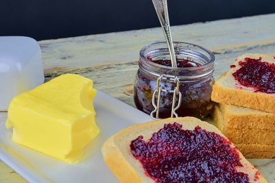 Close-up of food on table