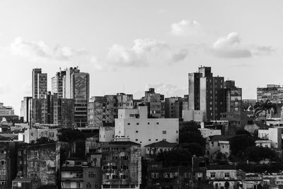 Panoramic view of several old and new residential buildings in downtown salvador, bahia.