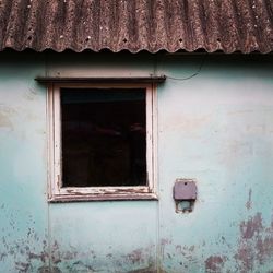 Closed door of house