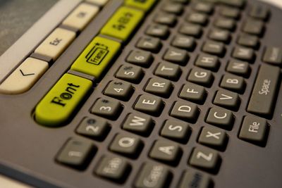 High angle view of computer keyboard on table