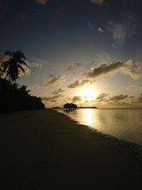 Scenic view of sea against sky at sunset