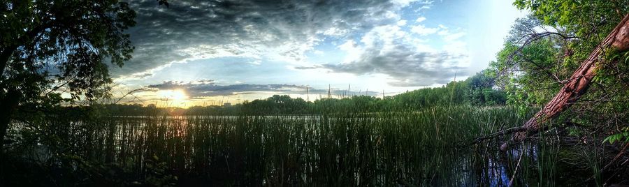 Scenic view of lake against sky