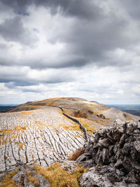 Scenic view of land against sky