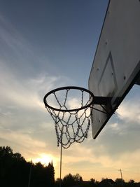 Low angle view of basketball hoop against sky