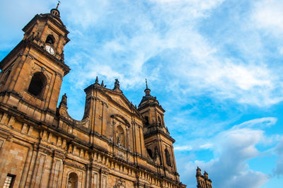 Low angle view of church against sky at bolivar square