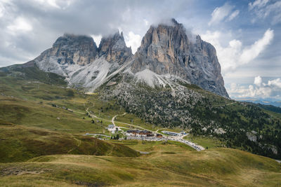 Scenic view of mountains against sky