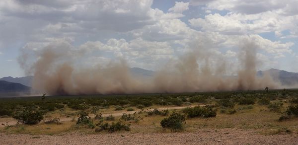 Panoramic shot of land against sky