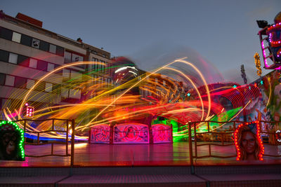 Light trails on city street at night