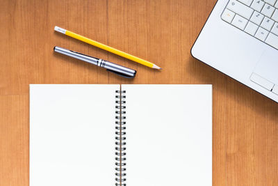 High angle view of pen on table