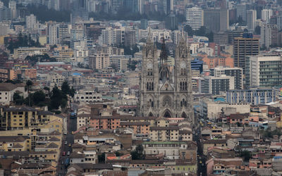 High angle view of basilica del voto nacional amidst city