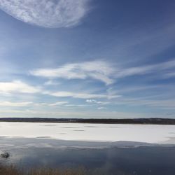 Scenic view of lake against sky