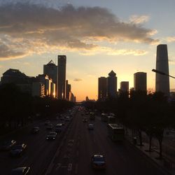 City street at sunset