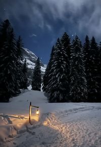 Snow covered landscape against sky