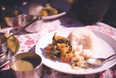 Close-up of meal served in plate