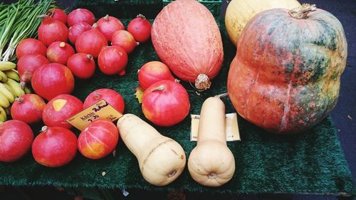 Close-up of pumpkins for sale in market