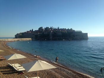 Scenic view of sea against clear sky