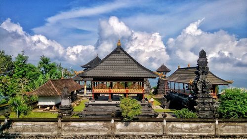 Panoramic view of temple outside building against sky