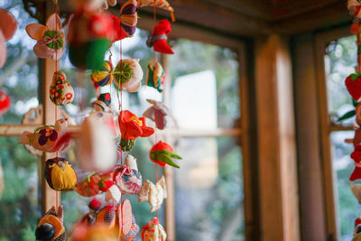 Close-up of red lanterns