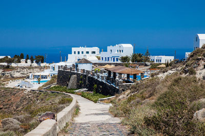 Walking trail number 9 between the cities of fira and oia in the santorini island